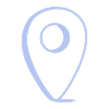 Het blauwe pictogram van de geolocatiemarkering op de kaart