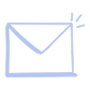 Blauw pictogram van een envelop